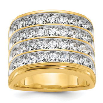 14k with White Rhodium Men's Polished 4-Row 3 5/8 Carat Lab Grown Diamond Ring - Sophia Jewelers