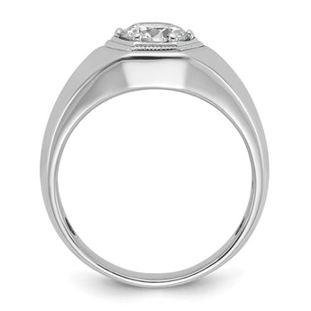 14k White Gold 1 carat Lab Grown Diamond VS/SI+ G+ Complete Polished and Beaded Men's Ring, Size 10 - Birthstone Company