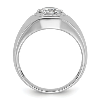 14k WG Men's Polished/Beaded Complete Lab Grown VS/SI FGH Dia Hex - Sophia Jewelers