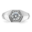 14k White Gold 1 carat Lab Grown Diamond VS/SI+ G+ Complete Polished and Beaded Men's Ring, Size 10 - Birthstone Company