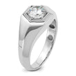 14k White Gold 1 carat Lab Grown Diamond VS/SI+ G+ Complete Polished and Beaded Men's Ring, Size 10 - Birthstone Company