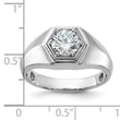 14k White Gold 1 carat Lab Grown Diamond VS/SI+ G+ Complete Polished and Beaded Men's Ring, Size 10 - Birthstone Company
