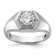 14k White Gold 1 carat Lab Grown Diamond VS/SI+ G+ Complete Polished and Beaded Men's Ring, Size 10 - Birthstone Company