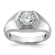 14k WG Men's Polished/Beaded Complete Lab Grown VS/SI FGH Dia Hex - Sophia Jewelers