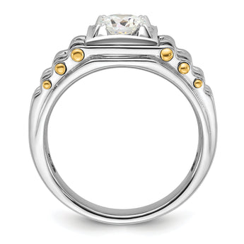 14k Two-tone Men's Polished Brushed and Textured 1 Carat Lab Grown Diamond Ring - Sophia Jewelers