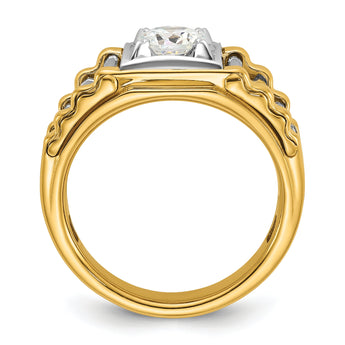 14k Two-tone Men's Polished and Ribbed 1 Carat Lab Grown Diamond Ring - Sophia Jewelers