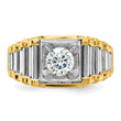 14k Two-Tone 1 carat Lab Grown Diamond VS/SI+ G+ Polished and Ribbed Complete Men's Ring, Size 10 - Birthstone Company
