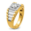 14k Two-Tone 1 carat Lab Grown Diamond VS/SI+ G+ Polished and Ribbed Complete Men's Ring, Size 10 - Birthstone Company