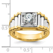 14k Two-Tone 1 carat Lab Grown Diamond VS/SI+ G+ Polished and Ribbed Complete Men's Ring, Size 10 - Birthstone Company