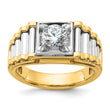 14k Two-Tone 1 carat Lab Grown Diamond VS/SI+ G+ Polished and Ribbed Complete Men's Ring, Size 10 - Birthstone Company
