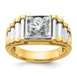 14k Two-tone Men's Polished and Ribbed 1 Carat Lab Grown Diamond Ring - Sophia Jewelers
