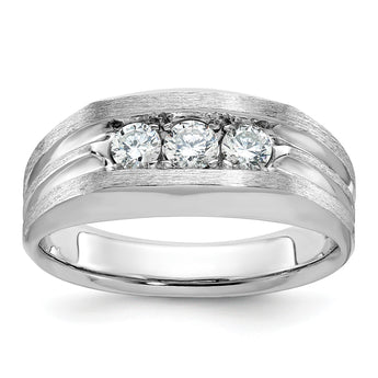 14k White Gold Men's Lab Grown VS/SI FGH Dia Complete Ring, Size 10 - Birthstone Company