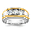 14k Two-tone Mens 3-Stone 1 carat AA Diamond Ring