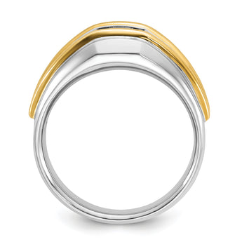14k Two-tone 1/2 carat Lab Grown Diamond VS/SI+ G+ Complete Polished Men's Ring, Size 10 - Birthstone Company