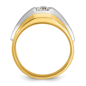 14k Two-tone Men's Polished and Satin Complete Lab Grown VS/SI FG, Size 10 - Birthstone Company