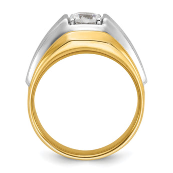 14k Two-tone 1 carat Lab Grown Diamond VS/SI+ G+ Complete Polished and Brushed Men's Band, Size 10 - Birthstone Company
