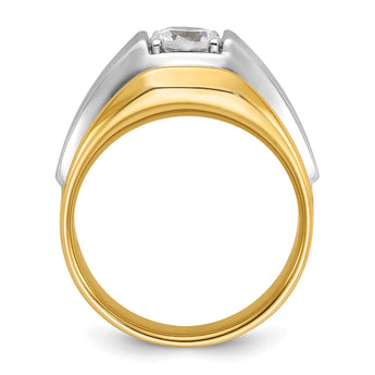 14k Two-tone Men's Polished & Brushed Complete Lab Grown VS/SI FG - Sophia Jewelers