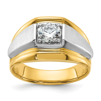 14k Two-tone 1 carat Lab Grown Diamond VS/SI+ G+ Complete Polished and Brushed Men's Band, Size 10 - Birthstone Company