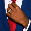 IBGoodman 10k Two-tone Men's Polished Satin and Grooved 3-Stone 1/6 Carat A Quality Diamond Ring