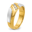 IBGoodman 10k Two-tone Men's Polished Satin and Grooved 3-Stone 1/6 Carat A Quality Diamond Ring