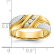 IBGoodman 10k Two-tone Men's Polished Satin and Grooved 3-Stone 1/6 Carat A Quality Diamond Ring