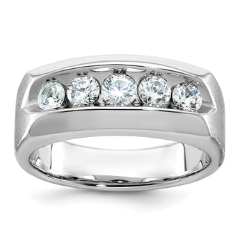 14k White Gold Men's Polished/Satin Lab Grown VS/SI FGH Dia Compl, Size 10 - Birthstone Company