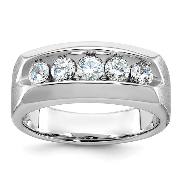 14k White Gold Men's Polished/Satin Lab Grown VS/SI FGH Dia Compl - Sophia Jewelers