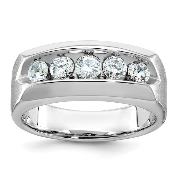 14k White Gold Men's Polished/Satin Lab Grown VS/SI FGH Dia Compl, Size 10 - Birthstone Company