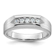 14k White Gold Men's Polished and Satin 5-Stone 1/4 Carat AA Quality Diamond Ring