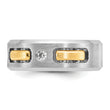 IBGoodman 10k Two-tone Men's Polished Satin and Cut-Out 1/6 Carat A Quality Diamond 3-Stone Ring