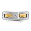 IBGoodman 10k Two-tone Men's Polished Satin and Cut-Out 1/6 Carat A Quality Diamond 3-Stone Ring