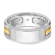 IBGoodman 10k Two-tone Men's Polished Satin and Cut-Out 1/6 Carat A Quality Diamond 3-Stone Ring
