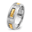 IBGoodman 10k Two-tone Men's Polished Satin and Cut-Out 1/6 Carat A Quality Diamond 3-Stone Ring