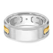 14k Two-tone Men's Polished Satin and Cut-Out 1/6 Carat Lab Grown Diamond 3-Stone Ring, Size 10 - Birthstone Company
