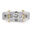 IBGoodman 10k Two-tone Men's Polished Satin and Cut-Out 3-Stone 3/4 Carat A Quality Diamond Ring