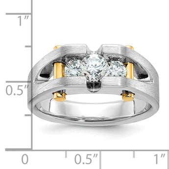IBGoodman 10k Two-tone Men's Polished Satin and Cut-Out 3-Stone 3/4 Carat A Quality Diamond Ring