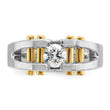 14k Two-Tone 3/8 carat Lab Grown Diamond VS/SI+ G+ Polished and Satin Cut-Out Solitaire Complete Men's Ring, Size 10 - Birthstone Company