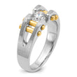 14k Two-Tone 3/8 carat Lab Grown Diamond VS/SI+ G+ Polished and Satin Cut-Out Solitaire Complete Men's Ring, Size 10 - Birthstone Company