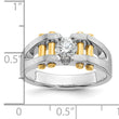14k Two-Tone 3/8 carat Lab Grown Diamond VS/SI+ G+ Polished and Satin Cut-Out Solitaire Complete Men's Ring, Size 10 - Birthstone Company