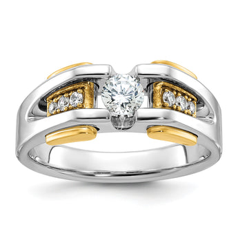 14k Two-tone Men's Complete Lab Grown VS/SI FGH Diamond Ring, Size 10 - Birthstone Company