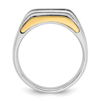 14k Two-tone Men's Polished & Satin 3-Stone Lab Grown VS/SI FGH D, Size 10 - Birthstone Company