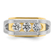 14k Two-tone Men's Polished & Satin 3-Stone Lab Grown VS/SI FGH D, Size 10 - Birthstone Company