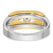 14k Two-tone Men's Polished & Satin 3-Stone Lab Grown VS/SI FGH D, Size 10 - Birthstone Company