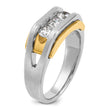 14k Two-tone Men's Polished & Satin 3-Stone Lab Grown VS/SI FGH D, Size 10 - Birthstone Company
