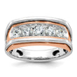 14k White and Rose Gold Men's Polished and Cut-Out 5-Stone 1 Carat Lab Grown Diamond Ring, Size 10 - Birthstone Company