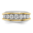 14k Two-tone Men's Polished 7-Stone Lab Grown VS/SI FGH Diamond Ring, Size 10 - Birthstone Company