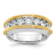 14k Two-tone Men's Polished 7-Stone Lab Grown VS/SI FGH Diamond Ring, Size 10 - Birthstone Company