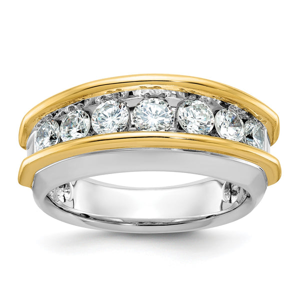 14k Two-tone Men's Polished 7-Stone Lab Grown VS/SI FGH Diamond Ring, Size 10 - Birthstone Company