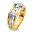 IBGoodman 10k Two-tone Men's Polished Satin and Cut-Out 1/5 Carat A Quality Diamond Cross Ring