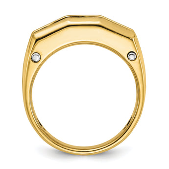 14k Two-tone Men's Polished and Satin 5-Stone Ring Mounting - Sophia Jewelers